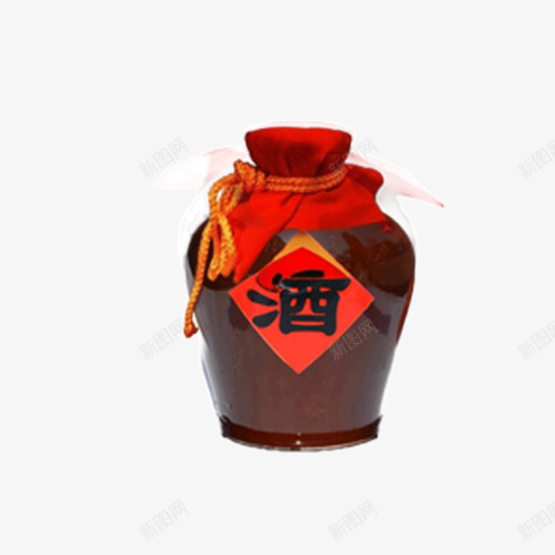 一坛子酒psd免抠素材_新图网 https://ixintu.com 坛子 素材 红色 酒