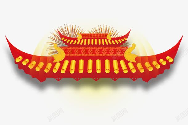 红色屋顶黄色琉璃瓦烟花png免抠素材_新图网 https://ixintu.com 屋檐 烟花 琉璃瓦 琉璃砖瓦 红色屋顶