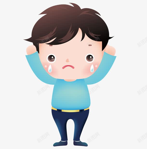 大哭的男孩矢量图ai免抠素材_新图网 https://ixintu.com 卡通 孩子 孩子哭 流泪 男孩 矢量素材 蓝色衣服 矢量图