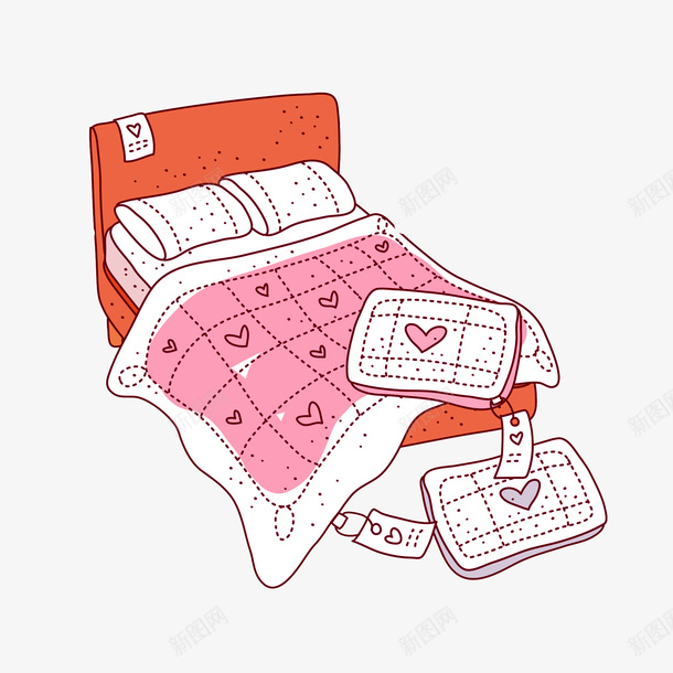 卡通床上用品图png免抠素材_新图网 https://ixintu.com 促销 创意的 卡通 展示 床上用品 插图 被子