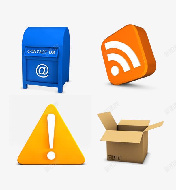 3D立体图标psd_新图网 https://ixintu.com 3D WIFI 立体图标 立体物品 纸箱