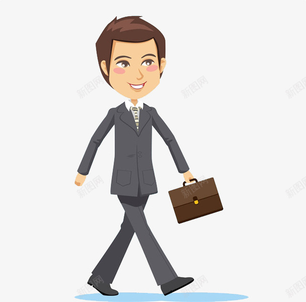商务人士拿着公文包上班png免抠素材_新图网 https://ixintu.com 公文包 卡通手绘 商务人士 套装 男人 职场男 西装革履