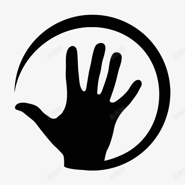 卡通黑色的展开的手掌图标png_新图网 https://ixintu.com 五指 大手 张开手掌 手摊开 摊开手 摊开来 黑色的