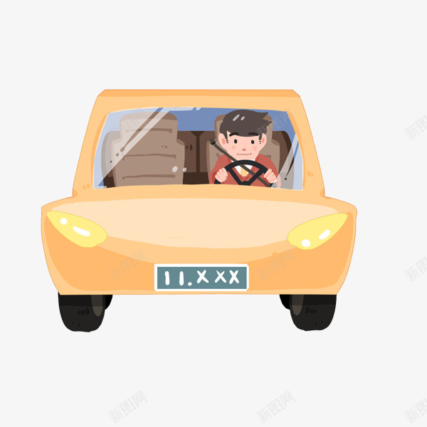 卡通手绘开车的人png免抠素材_新图网 https://ixintu.com 卡通手绘开车的人 开车的人 汽车 系安全带的人
