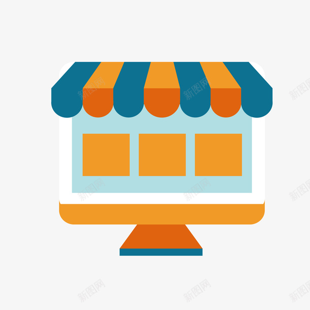 橙色商店矢量图ai免抠素材_新图网 https://ixintu.com 卡通 可爱 商店 棚子 橙色 电商 购物 矢量图