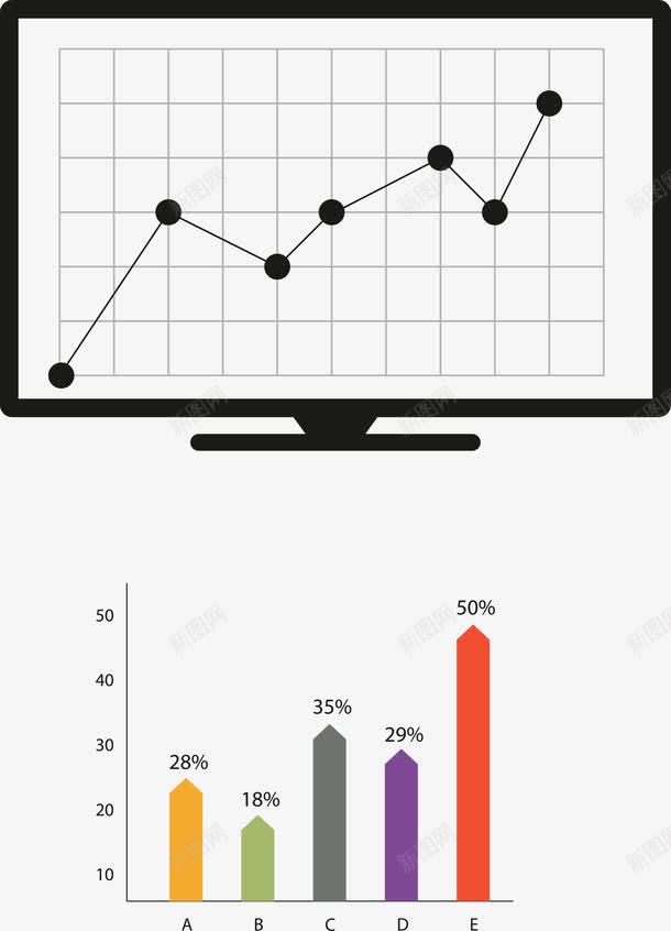 走势图png免抠素材_新图网 https://ixintu.com 柱状图 统计 走势