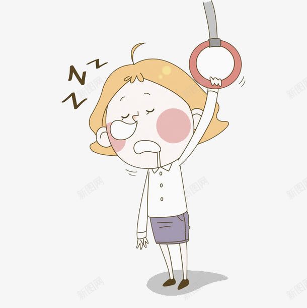 坐公交的女孩png免抠素材_新图网 https://ixintu.com 上班族 上班族海报 公交车 卡通 女孩 手绘 拉手 熟睡少女 白领 睡觉 瞌睡