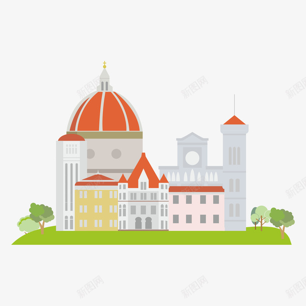 创意意大利建筑旅游景点矢量图ai免抠素材_新图网 https://ixintu.com 建筑 建筑剪影 建筑设计轮廓 意大利 插画 旅游景点 高楼大厦 矢量图