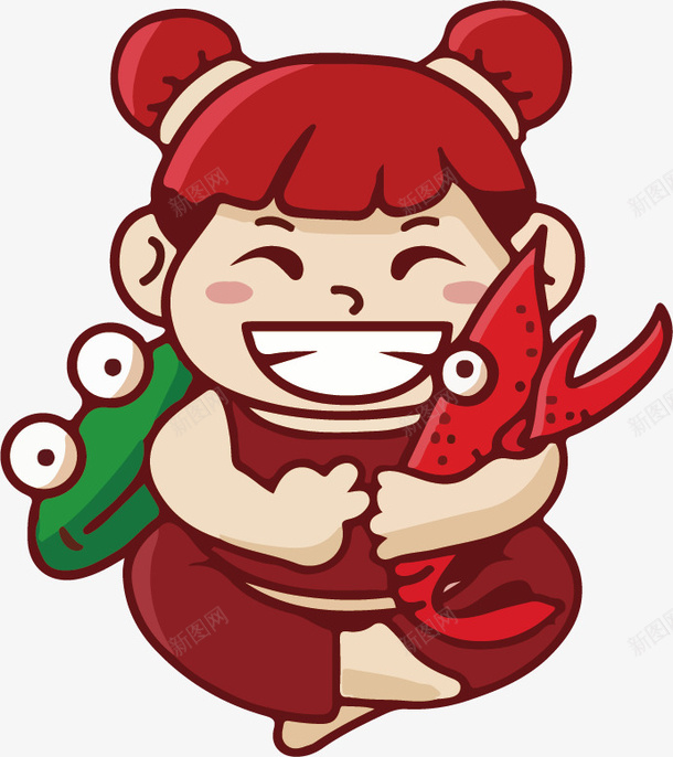 卡通娃娃虾图标png_新图网 https://ixintu.com 卡通娃娃 卡通小女孩 卡通虾 娃娃虾免抠png 小龙虾 虾矢量图 青蛙