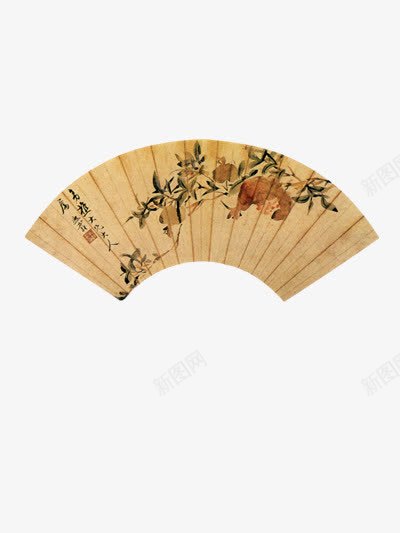 扇面png免抠素材_新图网 https://ixintu.com 中国风 古典 扇形 折扇扇面 水墨画 水墨花朵