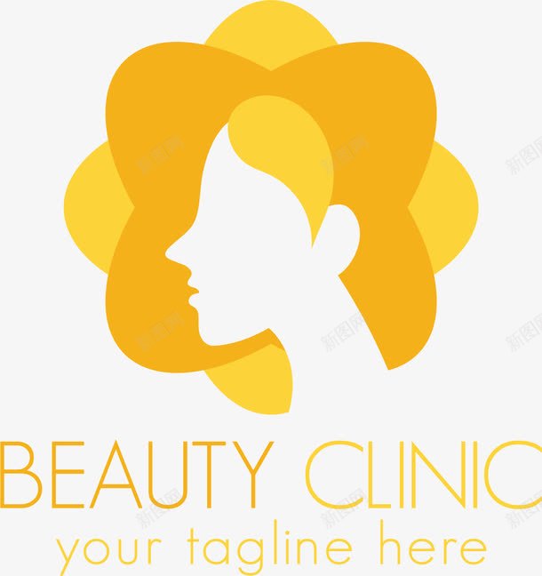 黄色美容logo图标png_新图网 https://ixintu.com 人物侧脸 图标 女性侧脸 美容logo设计 美容spa 黄色