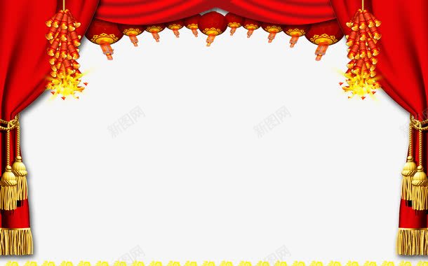 红色背景png免抠素材_新图网 https://ixintu.com 婚庆背景 幕布 红双喜 红色背景 结婚典礼 舞台