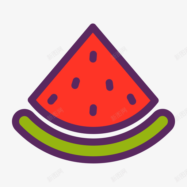 com 三角形 卡通图标 弧度 弯曲 彩色 手绘 种子 美食 西瓜 食物 矢量