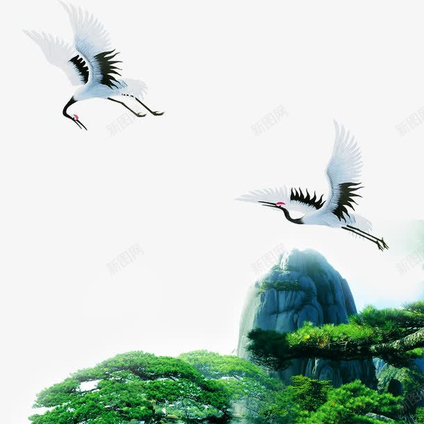 飞鹤迎客松免费png免抠素材_新图网 https://ixintu.com 免扣 免扣素材 免费下载 免费图片 免费素材 松鹤 松鹤延年 石头 装饰 迎客松 飞鹤
