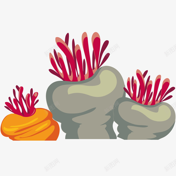 珊瑚景观插画矢量图ai免抠素材_新图网 https://ixintu.com 水族 海洋生物 珊瑚 珊瑚景观矢量插画 珊瑚礁 珊瑚群 矢量图 紫色海草 装饰