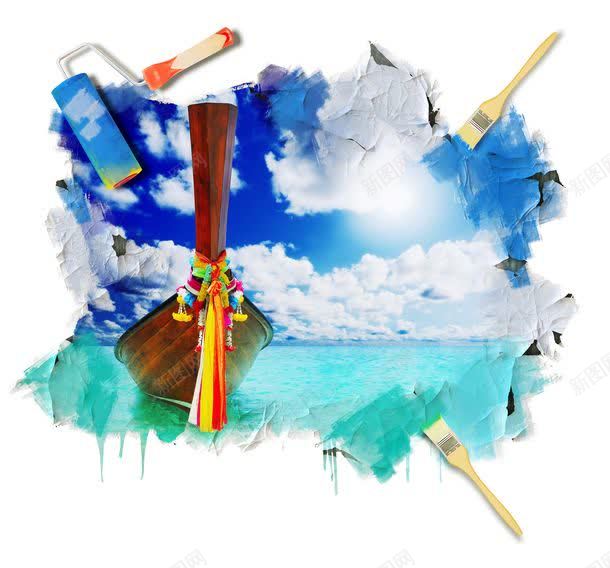 油漆刷与木船风景jpg设计背景_新图网 https://ixintu.com 其它类别 动漫蓝天白云图片 图片素材 大海风景 木船 油漆刷 油漆刷与木船风景图片 油漆刷与木船风景图片素材下载 海面风景 游船 滚筒刷 画画 画笔 粉刷 背景花边 蓝天白云 风景画