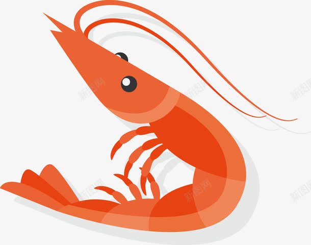 手绘基围虾矢量图ai免抠素材_新图网 https://ixintu.com 海产品 海鲜 红色 美食 鱼虾 矢量图