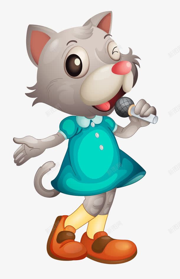 手拿麦克风唱歌的小猫png免抠素材_新图网 https://ixintu.com 乐曲 卡通 唱曲 声音 小猫 悦耳 旋律 歌唱 美妙的声音 长大嘴巴 音律 麦克