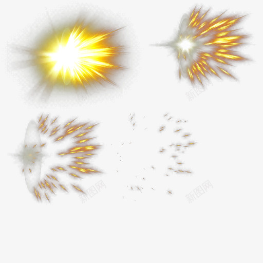 黄色爆炸特效png免抠素材_新图网 https://ixintu.com 游戏 火焰 火焰喷射 炸裂 迸溅
