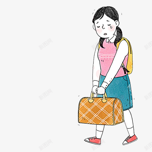 失落的小女孩png免抠素材_新图网 https://ixintu.com 伤感 卡通手绘 垂头丧气 泄气 流泪的小女孩