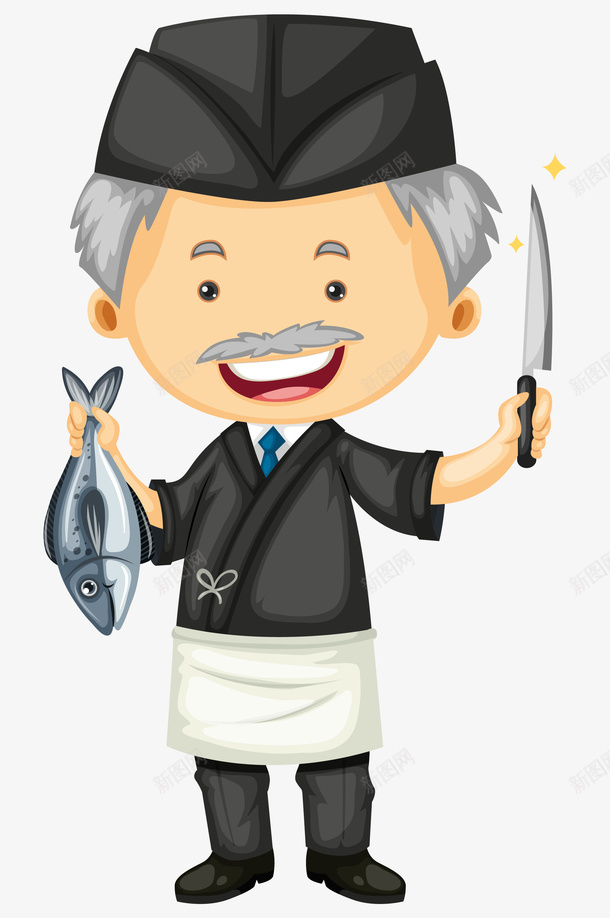 水彩卡通杀鱼男士png免抠素材_新图网 https://ixintu.com 创意 卡通 图案 手绘 杀鱼 水彩 笔刷 设计