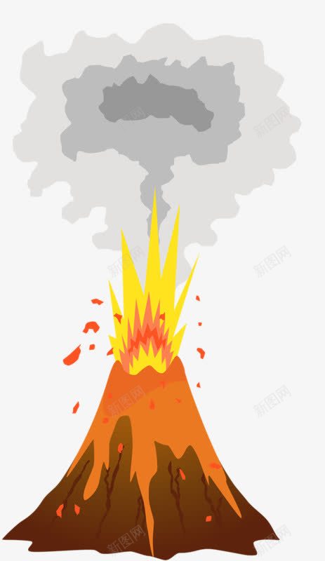 火山喷发png免抠素材_新图网 https://ixintu.com 创意 卡通 手绘 火山 火山手绘 火焰山卡通
