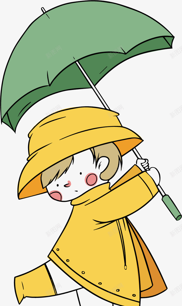 打伞跳舞的孩子矢量图ai免抠素材_新图网 https://ixintu.com 卡通 帽子 矢量图 绿色雨伞 跳舞姿势 雨伞 黄色帽子