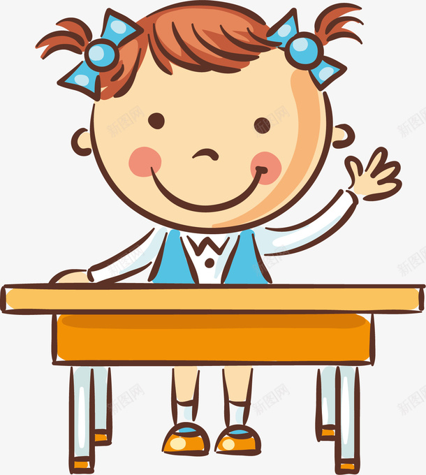 水彩上课的女生矢量图ai免抠素材_新图网 https://ixintu.com 上课 举手 卡通 回答 手绘 水彩 认真 问题 矢量图