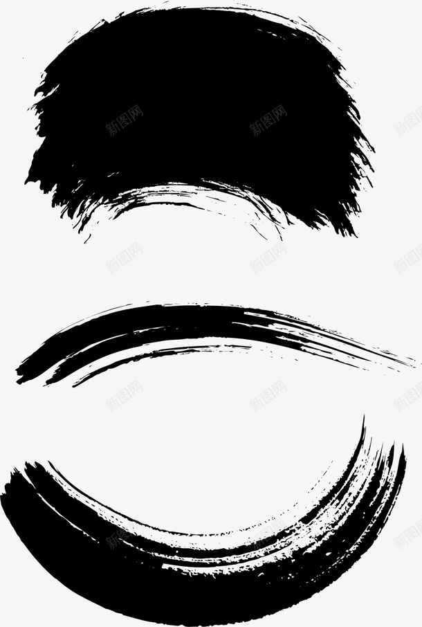 毛笔黑刷png免抠素材_新图网 https://ixintu.com 书法字画 毛笔书画 毛笔字画 瑰宝 笔刷字画 黑刷