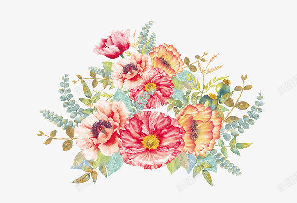 精美水彩花朵png免抠素材_新图网 https://ixintu.com 一束花 植物花朵 水彩花卉 精美植物 精美花卉 花团锦簇 花束