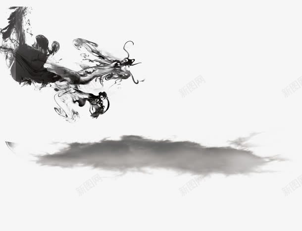 中国画水墨龙png免抠素材_新图网 https://ixintu.com 中国风 中国龙 水墨 水墨云 烟雾 黑色