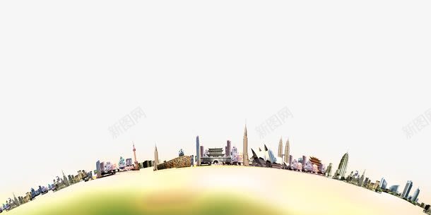 创意地平线PSD分层png免抠素材_新图网 https://ixintu.com 创意海报素材 地球 建筑 星空