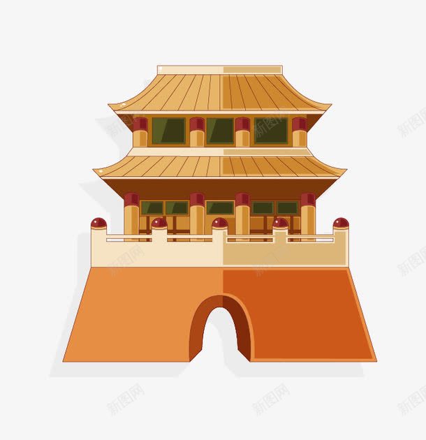 卡通城楼png免抠素材_新图网 https://ixintu.com 卡通城楼 古建筑 城门