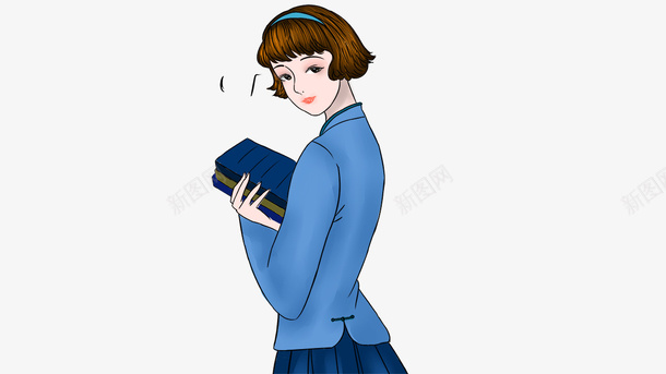 卡通手绘复古民国时代的学生psd免抠素材_新图网 https://ixintu.com 卡通 复古 手绘 拿着书本的女学生 时代的学生 民国