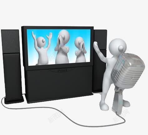 KTV唱歌3D小人png免抠素材_新图网 https://ixintu.com 3D小人 休闲娱乐 唱歌 电子科技