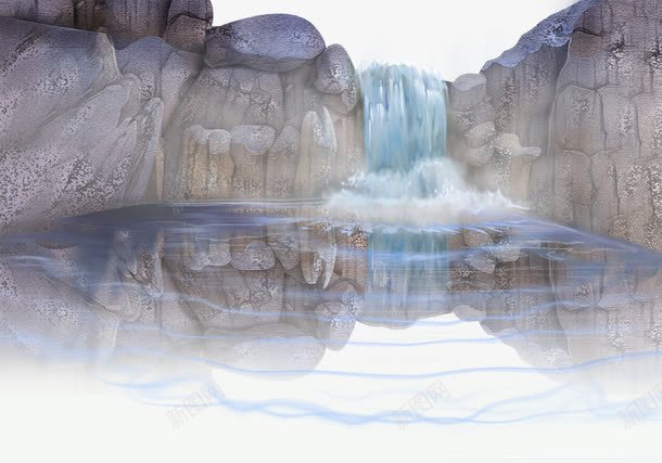 动漫背景png免抠素材_新图网 https://ixintu.com 假山 动漫背景 流水 瀑布