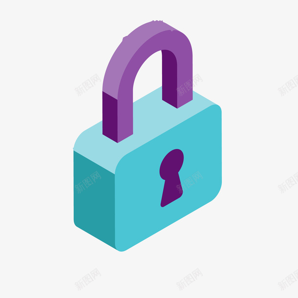 卡通立体的锁矢量图ai免抠素材_新图网 https://ixintu.com 保卫 保护 卡通 安全 立体 蓝色 锁 防线 矢量图