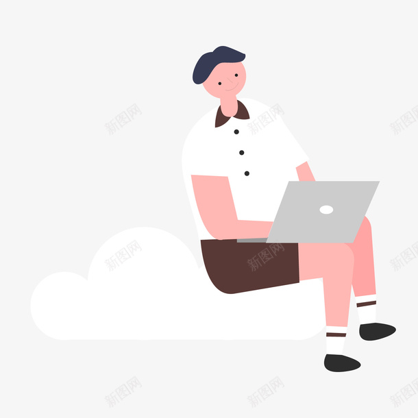 一个坐着玩电脑的人矢量图ai免抠素材_新图网 https://ixintu.com 一个人 办公 扁平化 手绘 玩游戏 玩电脑 笔记本 矢量图