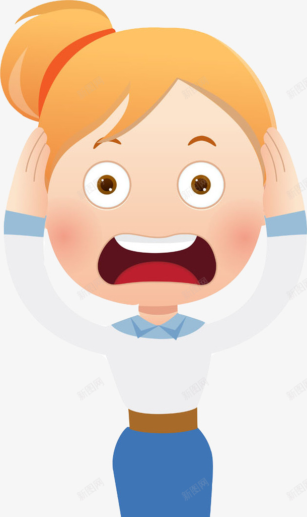 手绘惊恐的女人图png免抠素材_新图网 https://ixintu.com 卡通 吃惊的 女人 尴尬的 惊恐的 插图 漂亮的