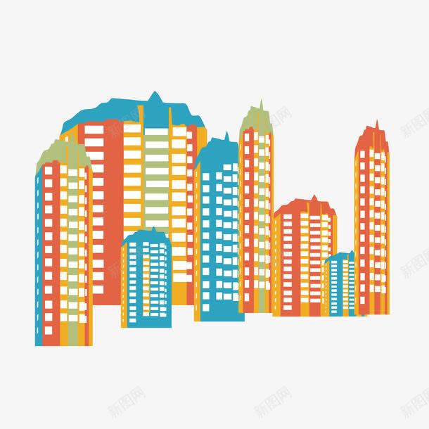 彩色建筑png免抠素材_新图网 https://ixintu.com 商务 地平线 城市 展示 建筑 彩色 房屋 白色 立体