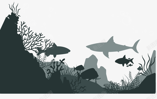 海底世界海洋生物矢量图ai免抠素材_新图网 https://ixintu.com 海底 海底世界 海底剪影 海洋 海洋生物 矢量png 矢量图