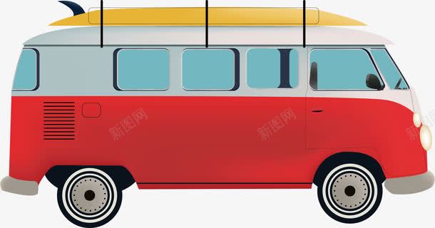 旅游途中的红色中巴png免抠素材_新图网 https://ixintu.com 假期 复古风 大巴 度假 旅游车 旅行车 沙滩车 行李车