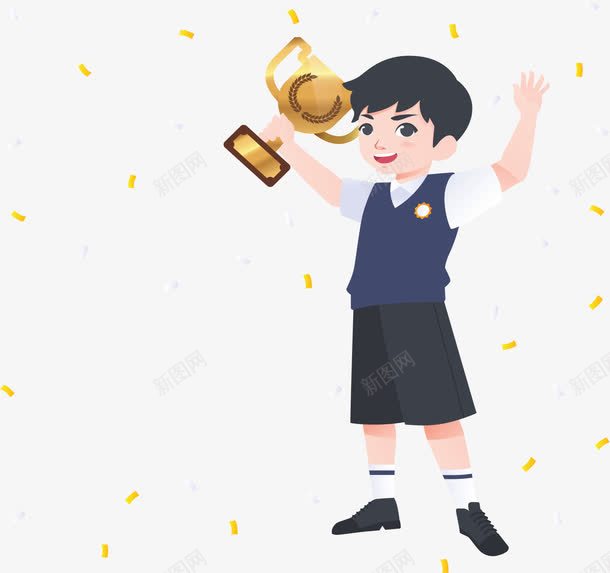 开学季获奖的同学矢量图ai免抠素材_新图网 https://ixintu.com 冠军奖杯 同学 开学季 矢量png 获奖同学 金色飘带 矢量图