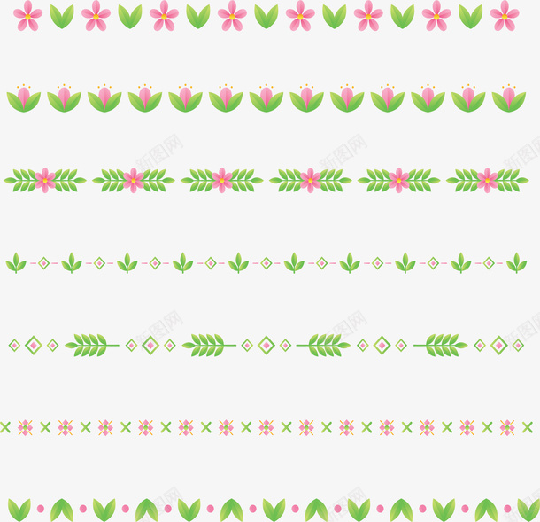 粉红花朵树叶分隔栏png免抠素材_新图网 https://ixintu.com 分隔栏 小清新 树叶分隔栏 矢量png 碎花墙纸 碎花边框 粉色花朵