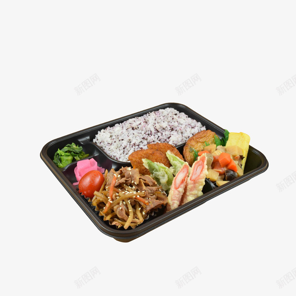 日式外卖盒饭png免抠素材_新图网 https://ixintu.com 外卖盒饭 日式盒饭 精美料理 营养搭配 黑色餐盒