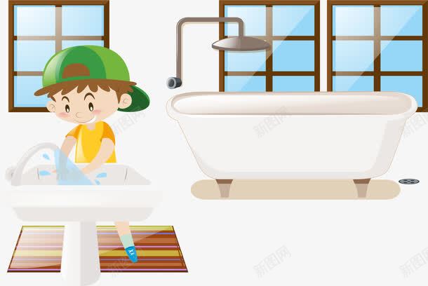 勤洗手爱干净png免抠素材_新图网 https://ixintu.com 个人卫生 儿童教育 勤洗手 小男孩 矢量素材