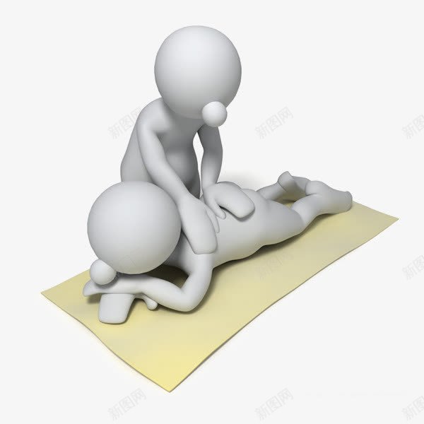 3D小人按摩png免抠素材_新图网 https://ixintu.com 健康 按摩 推拿 治疗