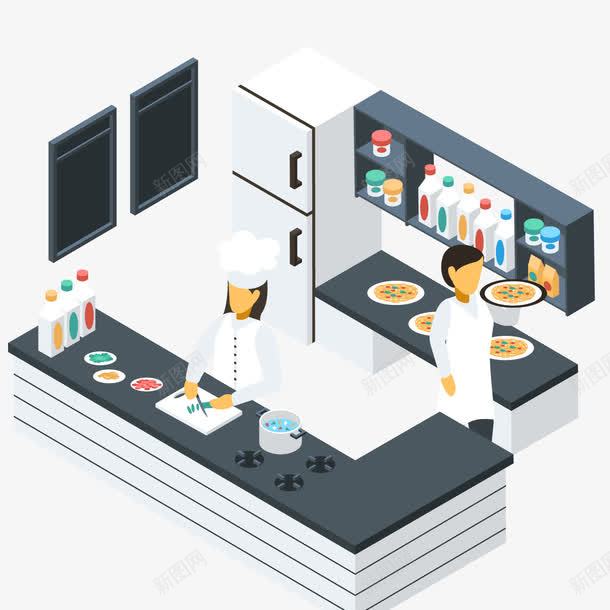 在厨房做晚餐png免抠素材_新图网 https://ixintu.com 3D 免抠图 免抠图下载 出售 厨子 厨师 家电 模型