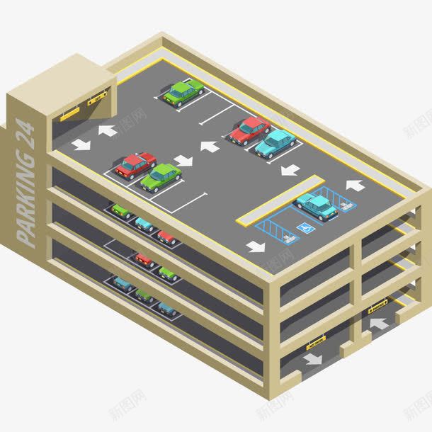 大型停车场png免抠素材_新图网 https://ixintu.com PNG图形 PNG装饰 停车场 卡通 汽车 装饰