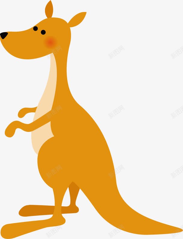 黄色袋鼠png免抠素材_新图网 https://ixintu.com 可爱 手绘 挥手 耳朵 腮红 袋鼠 黄色